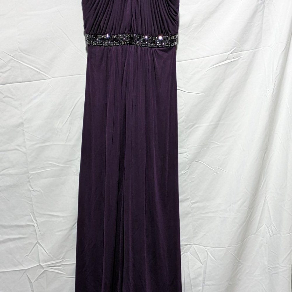 Cache Size 0 Purple Evening Gown With Beaded Coll… - image 3
